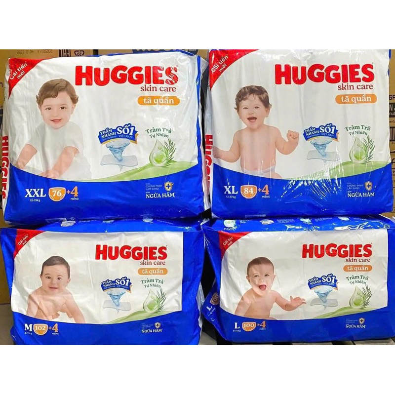 Huggies quần jumbo M102+4, L100+4, XL84+4, XXL76+4