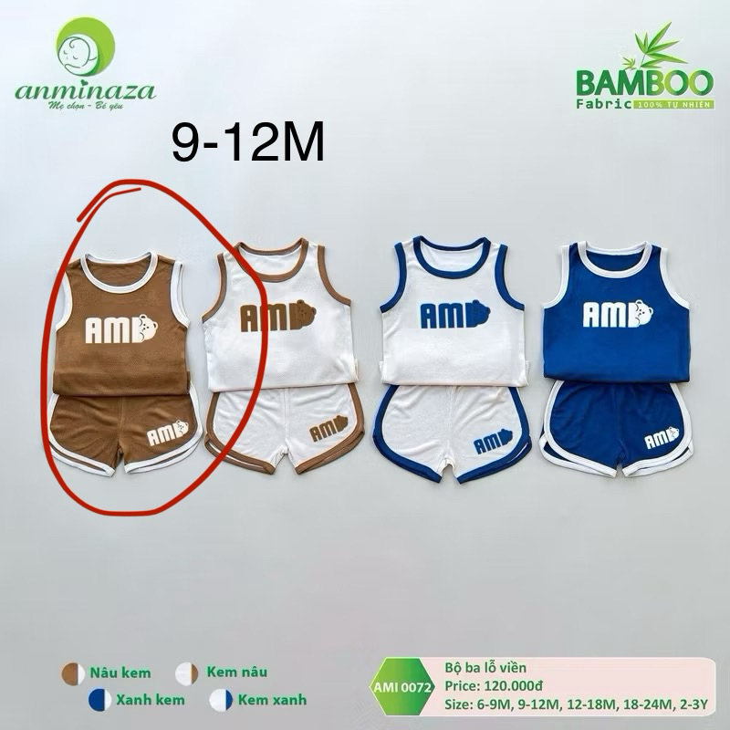 Lẻ size thanh lí bộ quần áo Aminaza Size 6-18m