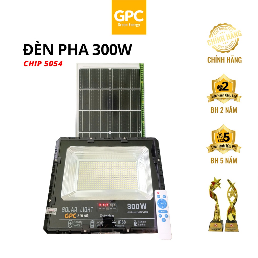 Đèn Pha Năng Lượng Mặt Trời, Ánh Sáng Trắng [300W] GPC Solar P300GPC5054