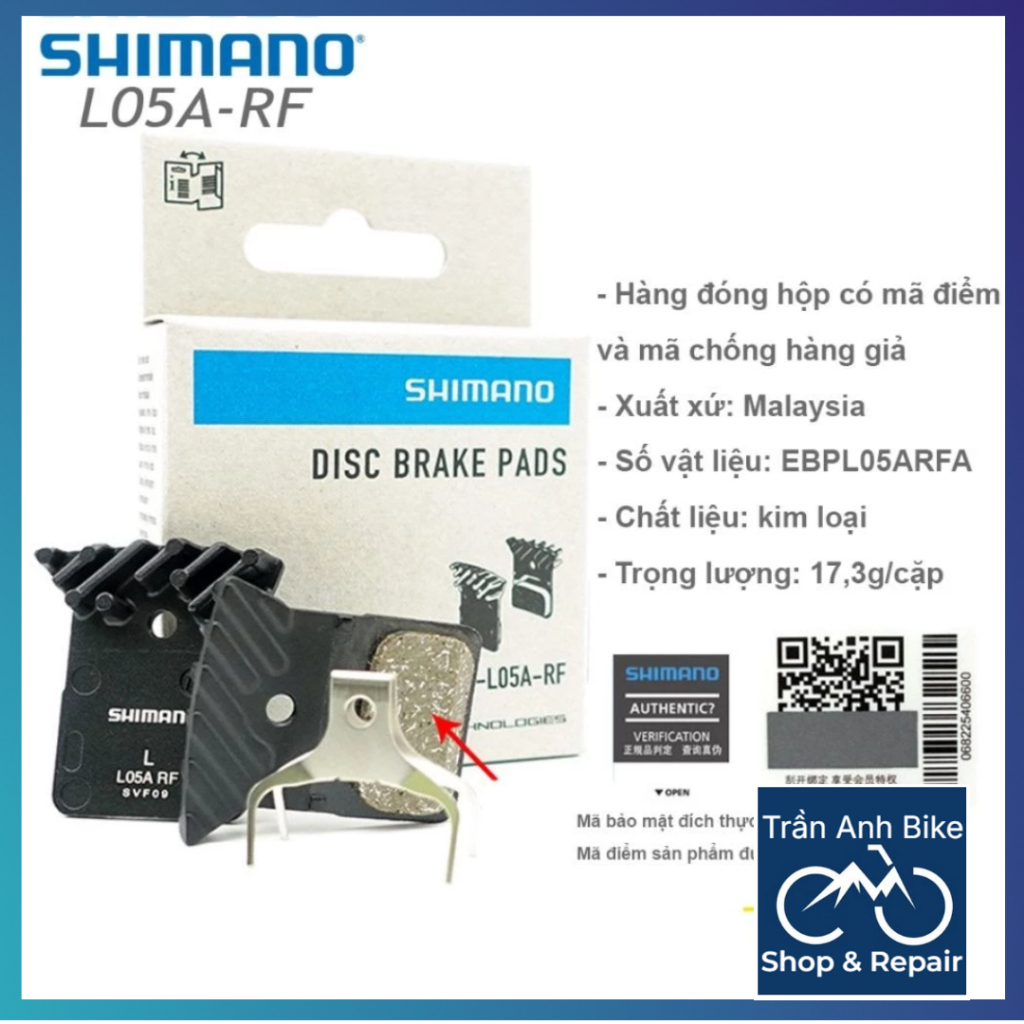 Má Phanh Xe Đạp SHIMANO L05A-RF Tản Nhiệt - Hàng Chính hãng (Có mã quét QR)