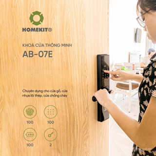 Khoá vân tay chuyên lắp cho cửa gỗ 4 tính năng AB 07E HomeKit vân tay, mật khẩu, thẻ từ và chìa cơ