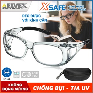  Kính bảo hộ Elvex SG37C trong suốt đeo được cùng kính cận chống tia UV chống bụi chắn gió trầy xước đọng sương XSAFE 