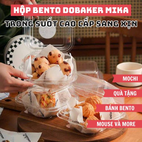 Hộp Bento Mika Trong Suốt form chuẩn đựng bánh kem, bánh bento, bánh gato,... hot trend 2025