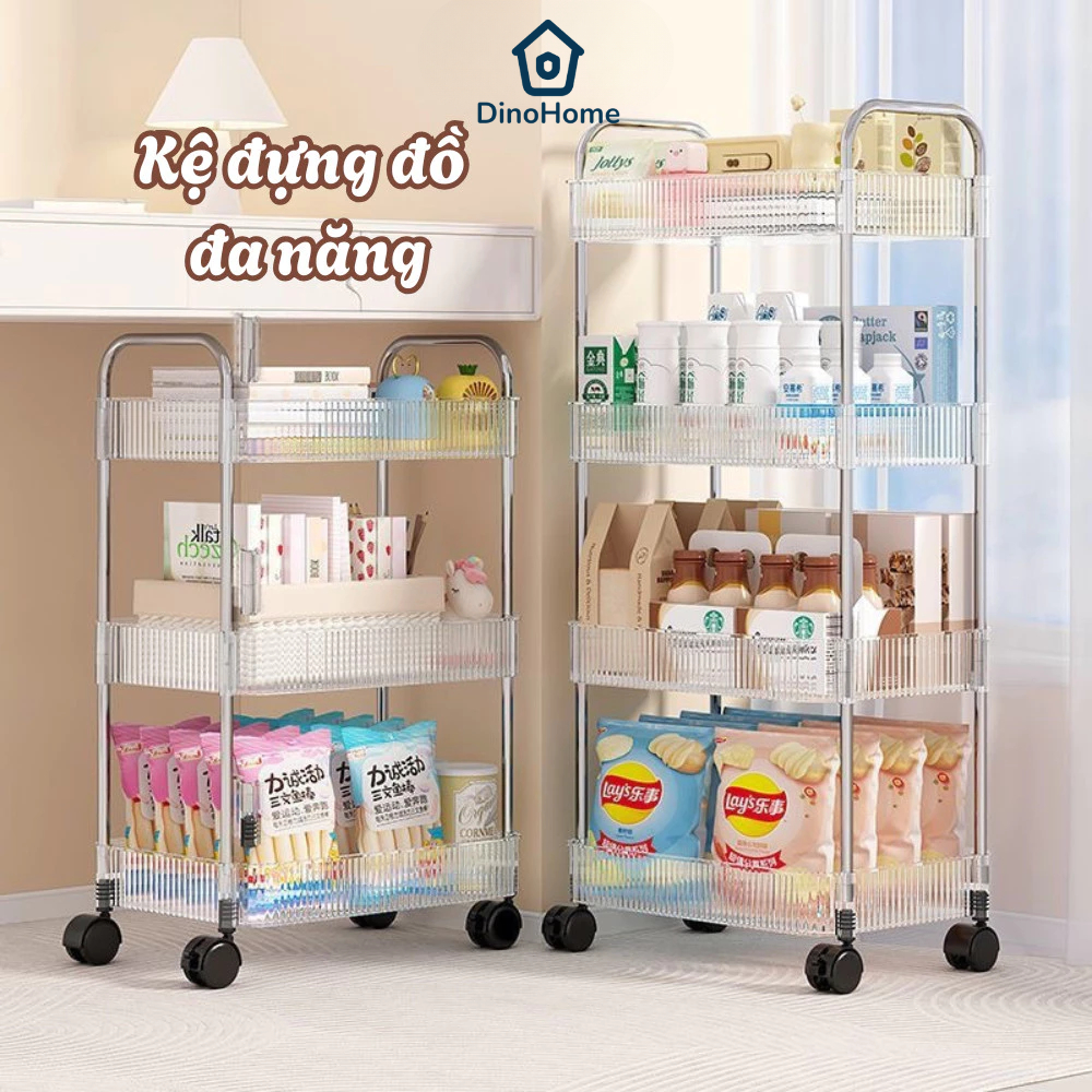Kệ Đựng Đồ Nhà Tắm Chữ Nhật Đa Năng 3 - 4 Tầng Xoay 360 Độ, Kệ Chia Tầng Đựng Đồ Có Bánh Xe Tiện Lợi