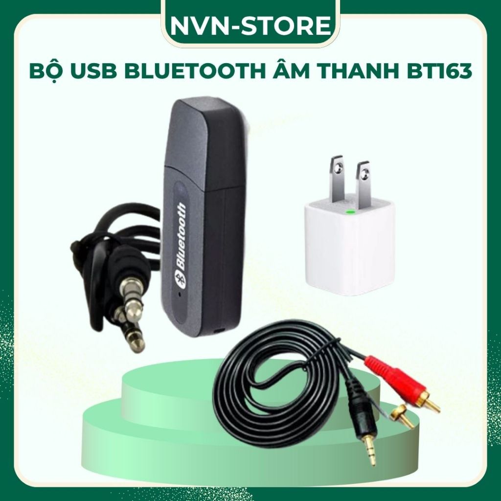 Bộ USB tạo bluetooth âm thanh BT- 163 4 trong 1 cho dàn amly ra loa (usb bluetooth âm thanh+cốc sạc+dây bông sen)