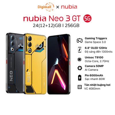 Điện thoại Gaming Nubia Neo 3 GT 5G 24(12+12)GB 256GB Pin 6000mAh 80W Hàng chính hãng