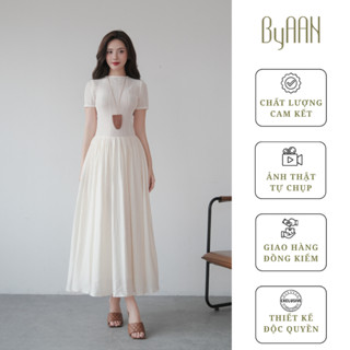 Váy Dài Ren Phối Tơ Đũi 2 Lớp Sang Trọng – Tôn Dáng, Dễ Mặc, Đi Chơi Du Lịch Cực Xinh – ByAAN A043