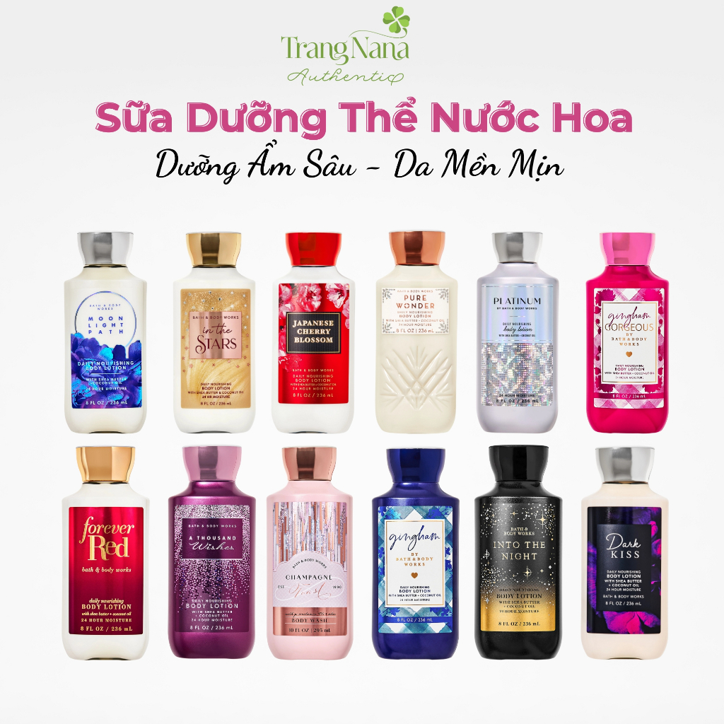 Body Lotion Bath And Body Works Sữa Dưỡng Thể Cấp Ẩm Sâu Lưu Hương 2-3 Giờ Lotion Chính Hãng 236ml