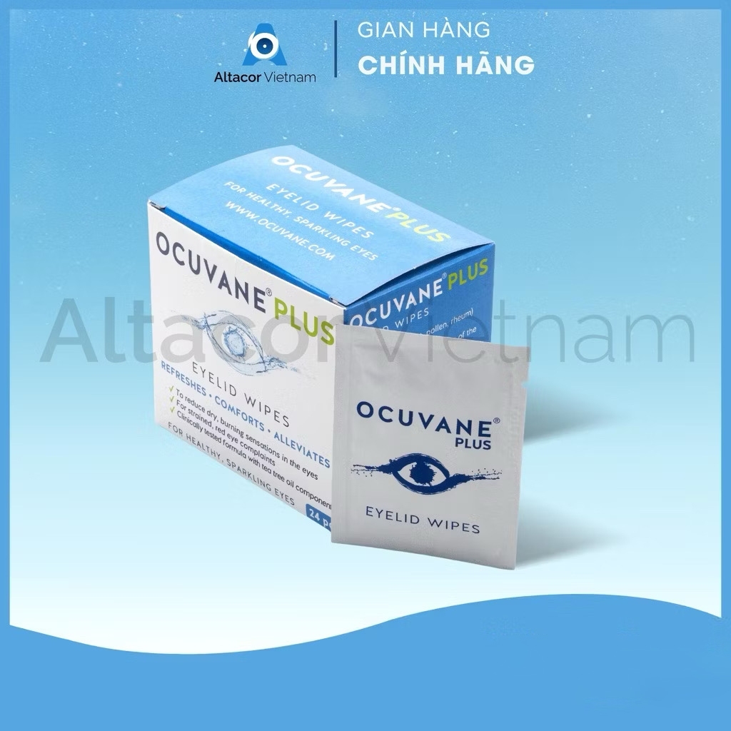 Gạc vệ sinh, lau mắt OCUVANE® PLUS [nhập khẩu Hungary], hỗ trợ viêm bờ mi, tắc tuyến lệ, khô mắt