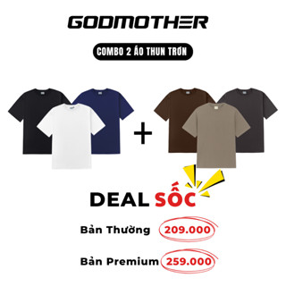 Combo 2 Áo Thun Trơn GODMOTHER Premium Áo Thun Trơn Chất Liệu Cotton Bền Đẹp Thoáng Mát Summer Vibes