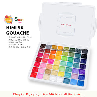 Màu nước dạng thạch MIYA Himi Gouache pan set 56 colors x 30ml
