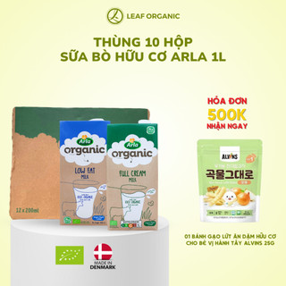 Thùng 10 hộp sữa tươi hữu cơ ARLA Nguyên kem/ Ít béo 1L - Nhập khẩu Đan Mạch