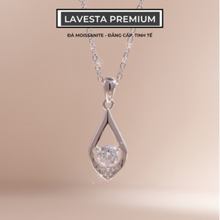  Dây chuyền nữ bạc xi bạch kim đá Moissanite 5 ly LAVESTA KC70 kiểm định GRA mặt giọt nước lấp lánh quyến rũ 