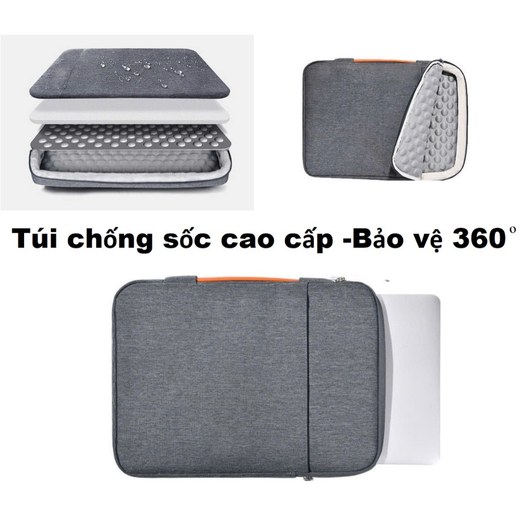 Túi chống sốc cao cấp lớp lót dạng 3D bảo về 360 độ cho Laptop, Macbook.TCS