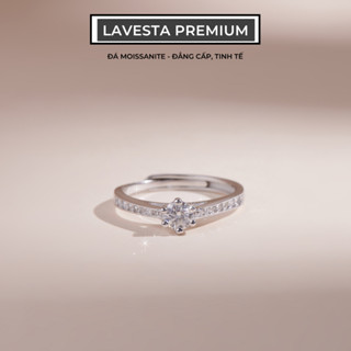 Nhẫn nữ bạc xi bạch kim đá Moissanite 4 ly kiểm định GRA LAVESTA KC90 thanh lịch, tinh tế
