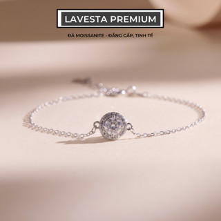 Lắc tay nữ bạc xi bạch kim đá Moissanite 5 ly kiểm định GRA LAVESTA KC86 Celina thanh lịch, tinh tế