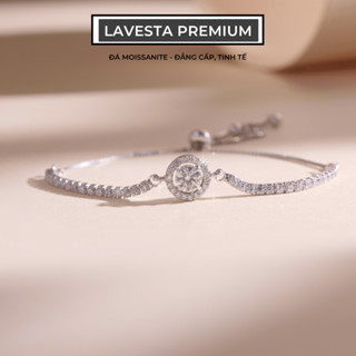 Lắc tay nữ bạc xi bạch kim đá Moissanite 5 ly kiểm định GRA LAVESTA KC83 Flora nữ tính, thanh lịch