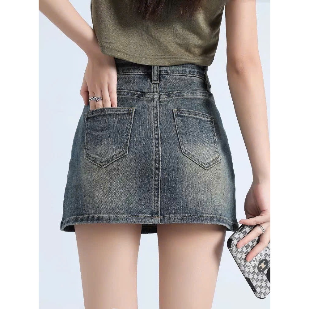 Chân váy jeans ngắn chữ A có lót trong, chân váy bò nữ cạp cao tôn dáng thời trang ED09 | BigBuy360 - bigbuy360.vn