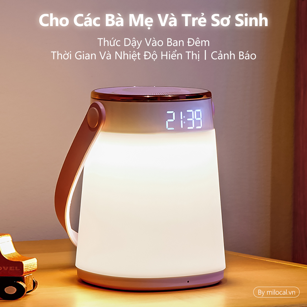 Đèn ngủ thông minh Midea cho mẹ và bé Hiển thị thời gian & nhiệt độ phòng Báo thức rung không làm gi