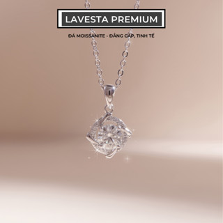 Dây chuyền nữ bạc xi bạch kim đá Moissanite 6,5 ly LAVESTA KC72 kiểm định GRA Sarah with love