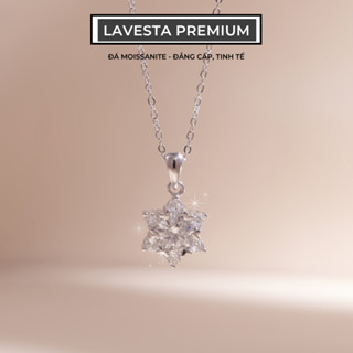Dây chuyền nữ bạc xi bạch kim đá Moissanite 6,5 ly kiểm đinh GRA LAVESTA KC34 thiết kế mặt ngôi sao quyến rũ