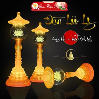 Đèn Thờ Phú Quý Pha Lê Lưu Ly Cao Cấp Có Led 7 Màu CHÂN THIỆN MỸ, Đồ Thờ Cúng, Trang Trí Bàn Phật