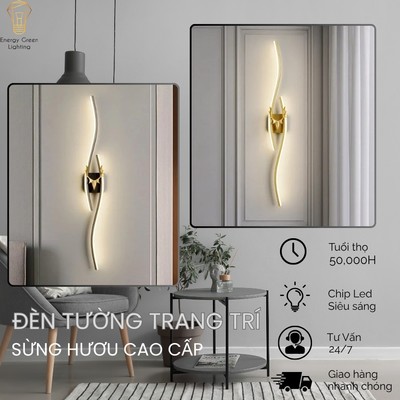 Đèn Tường Trang Trí Sừng Hươu - 80 cm - Energy Green Light A03-H - Hợp Kim Cao Cấp - Ánh Sáng Vàng