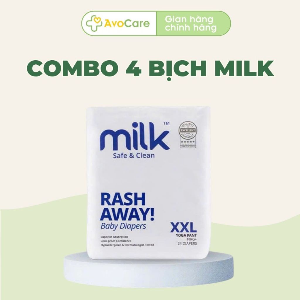 Combo thùng 4 bịch bỉm Milk dịu êm cho bé