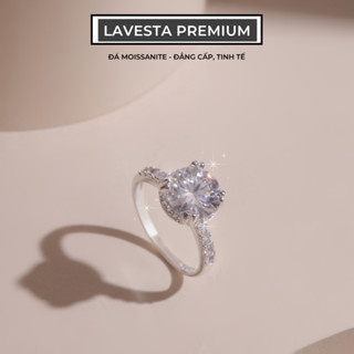 Nhẫn bạc nữ cầu hôn đá Moissanite 9 ly, 10 ly kiểm định GRA KC10 LAVESTA mang vẻ đẹp viên mãn, tròn đầy