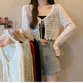 ÁO KHOÁC CARDIGAN ĐAN MÓC, ÁO KHOÁC NGOÀI ÁO VÁY HAI DÂY ĐI BIỂN