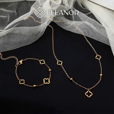 Dây chuyền vòng tay nữ titan Eleanor Accessories bộ trang sức cỏ 4 lá phụ kiện trang sức 9777
