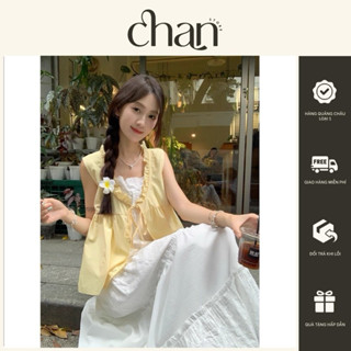 Áo kiểu cộc tay hai lớp form rộng phong cách coquette