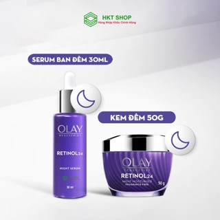  Kem Dưỡng Ẩm Ban Đêm + Serum OLAY RETINOL24 Giúp Mờ Nếp Nhăn 50G + 30ML - HKT shop 