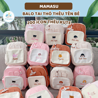 (Tặng gấu bông) Balo Tai Thỏ Thêu Tên Theo Yêu Cầu Balo Đi Học Mẫu Giáo Balo Đi Chơi Cho Bé Phong Cách Hàn Quốc