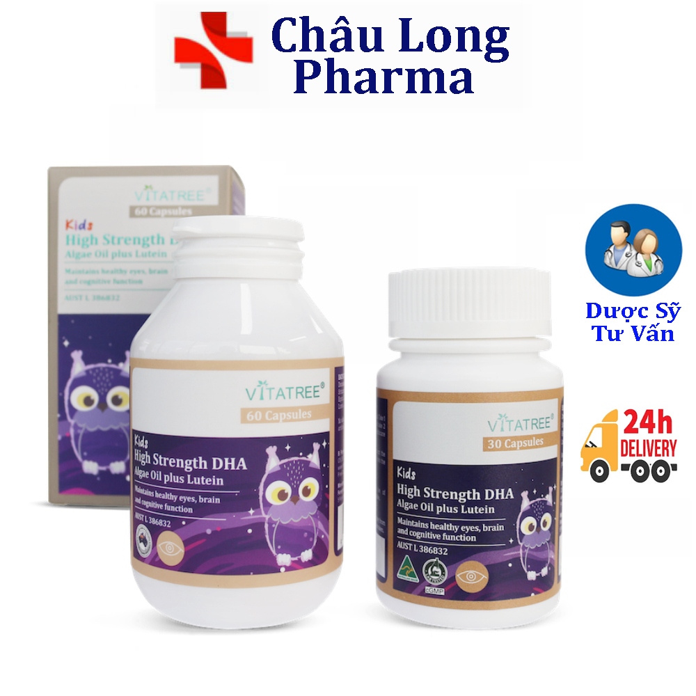 Viên DHA cho bé Vitatree Kids High Strength DHA Algae Oil plus Lutein 60 viên