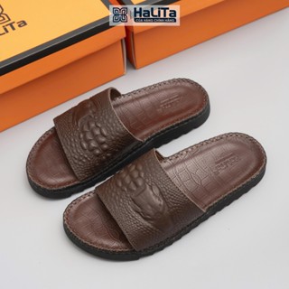 HaLiTa Dép Nam DocTor Cá Sấu Sang Trọng Bọc Da Chống Thấm Nước, Đế Cao Su Răng Cưa Chống Trơn Trượt, Phom Bàn Chân Việt