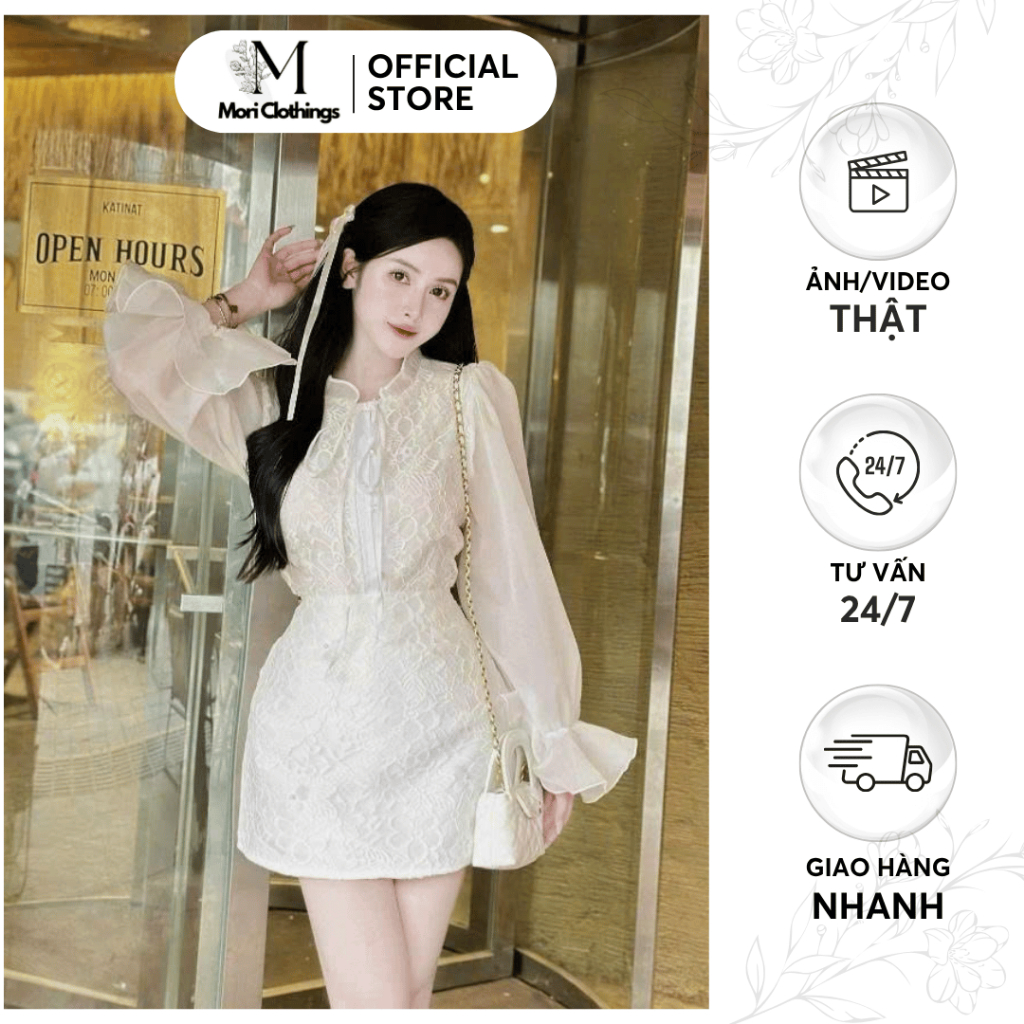 Set Tơ Phối Ren Kim Sa Kèm Chân Váy Tafta Dáng Chữ A Tiểu Thư Sang Chảnh N157 | MORI CLOTHINGS