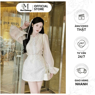 Set Tơ Phối Ren Kim Sa Kèm Chân Váy Tafta Dáng Chữ A Tiểu Thư Sang Chảnh N157 | MORI CLOTHINGS