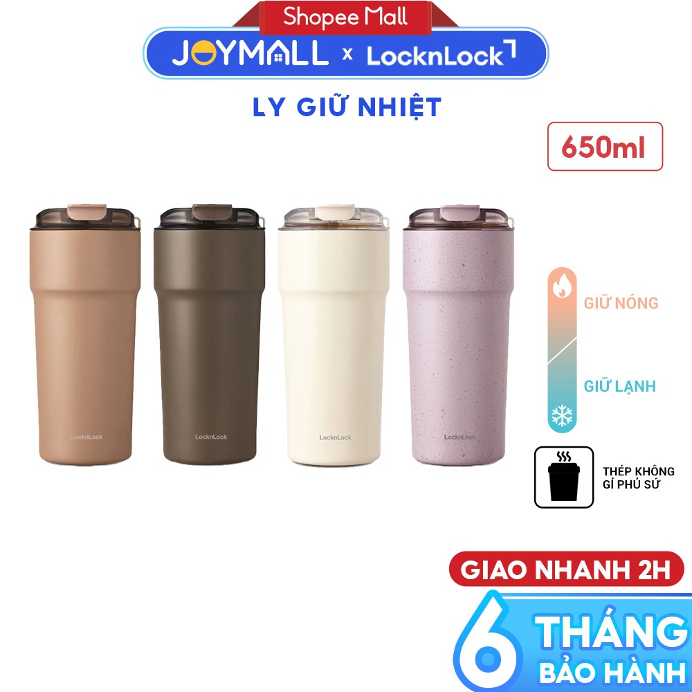 Ly Giữ Nhiệt Thép Phủ Sứ LocknLock Metro Cafe Tumbler 650ml LHC4359, Hàng Chính Hãng - JoyMall