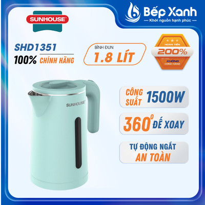 [HỎA TỐC] Bình đun siêu tốc Sunhouse SHD1351 -  Dung tích 1.8 lít - Công suất 1500W