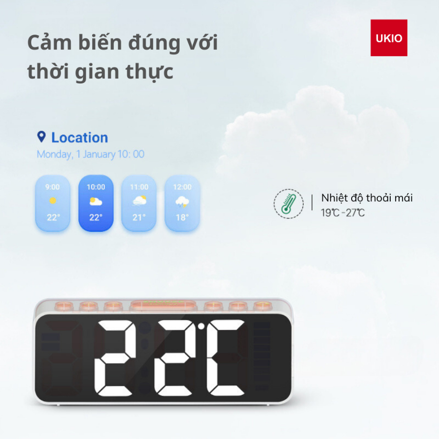 Đồng hồ led để bàn báo thức UKIO màn hình LCD cao cấp đo nhiệt độ , ngày, tháng | BigBuy360 - bigbuy360.vn