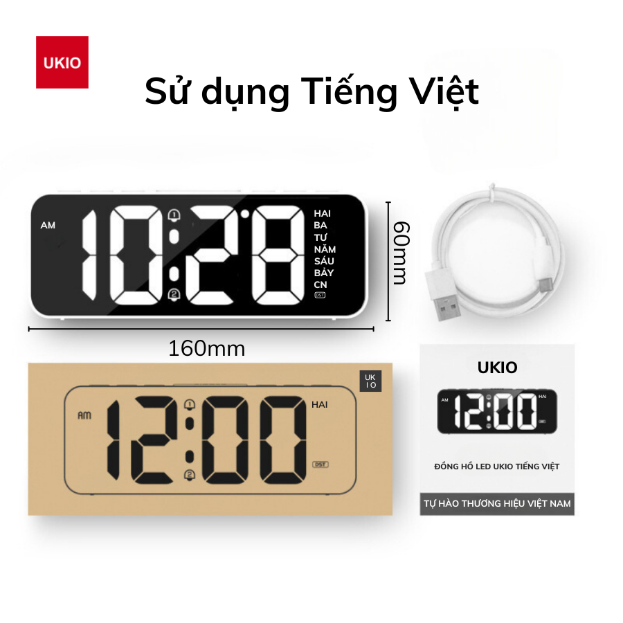 Đồng hồ led để bàn báo thức UKIO màn hình LCD cao cấp đo nhiệt độ , ngày, tháng | BigBuy360 - bigbuy360.vn