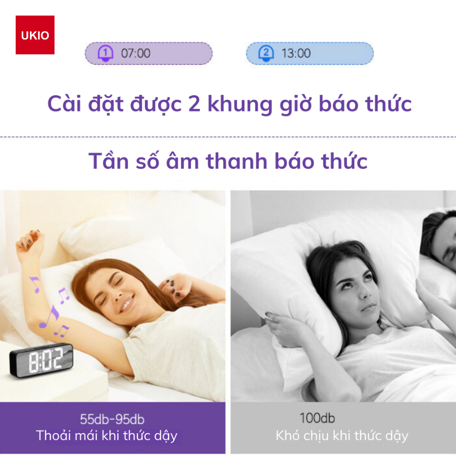 Đồng hồ led để bàn báo thức UKIO màn hình LCD cao cấp đo nhiệt độ , ngày, tháng | BigBuy360 - bigbuy360.vn