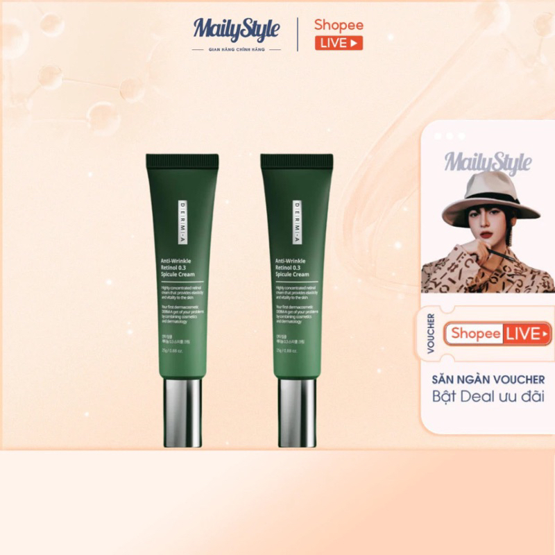 A21_[ Date T4/ 2026] Kem dưỡng da DERM-A Anti-Wrinkle Retinol 0.3 Spicule Cream (xanh lá)