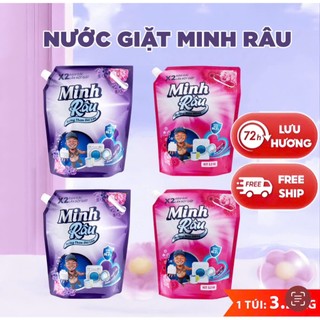  Combo 4 Túi Nước Giặt Xả Minh Râu 2in1 3.2kg 1 túi Giặt Máy - Giặt Tay hương Lavender - Hoa Hồng T2 