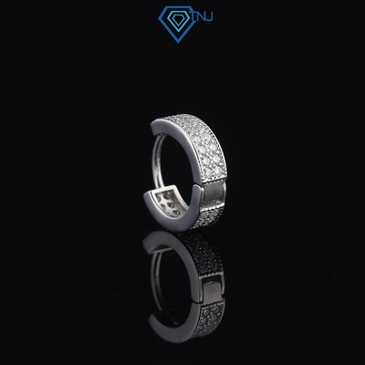 Bông tai bạc nam đính full đá Moissanite khoen tròn cá tính BTAM0032 - Trang Sức TNJ