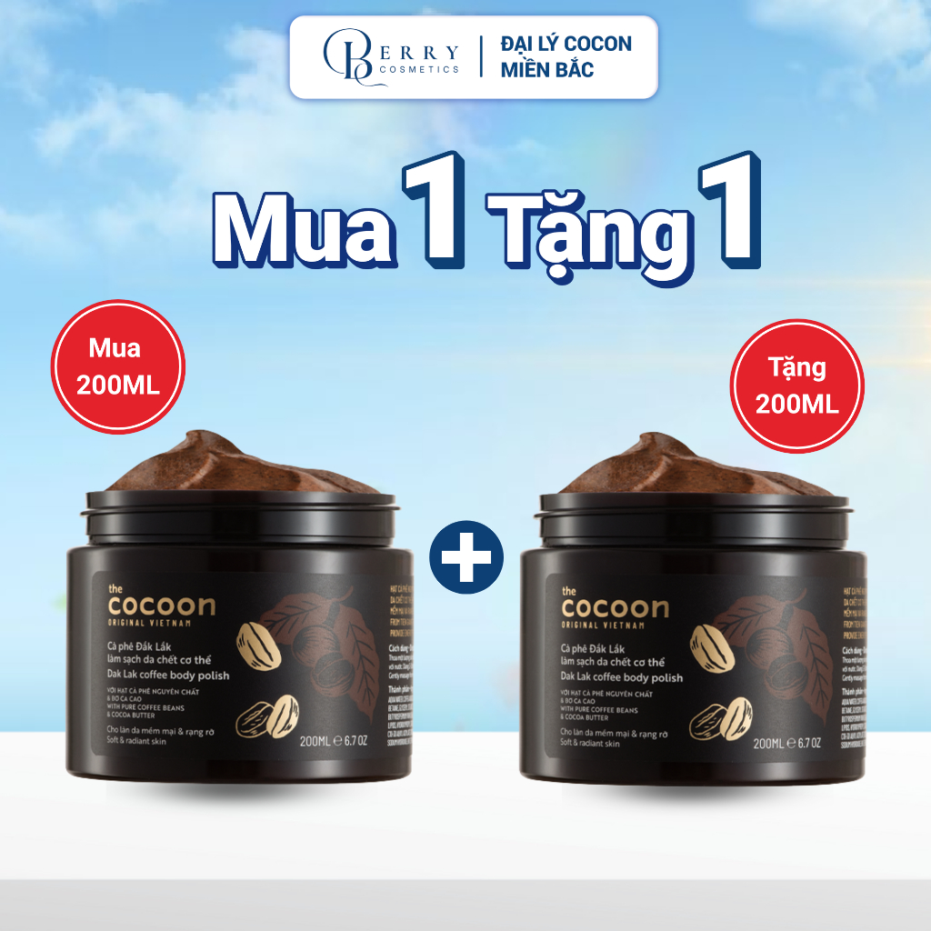 Tẩy Tế Bào Chết COCOON Body Cà Phê Đắk Lắk Cho Làn Da Mềm Mại Và Rạng Rỡ 200ml 600ml