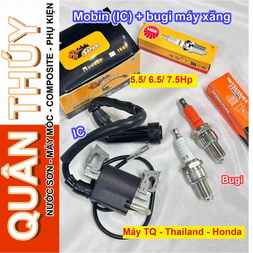 Mobil (ic) đánh lửa và BUGI CHÍNH HÃNG máy xăng 5.5/6.5/7.5Hp 163cc - 225cc, máy TQ, thái lan, honda