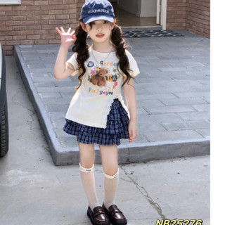 Đồ bộ bé gái, Set váy bé gái áo cotton xẻ tà phối ren mix chân váy tầng điệu đà cho bé 10-30kg Bear Kids