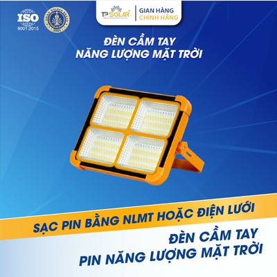 Đèn LED Năng Lượng Mặt Trời Cầm Tay TP SOLAR Công Suất 100W, 5 Chế Độ Ánh Sáng TP.XT03.100